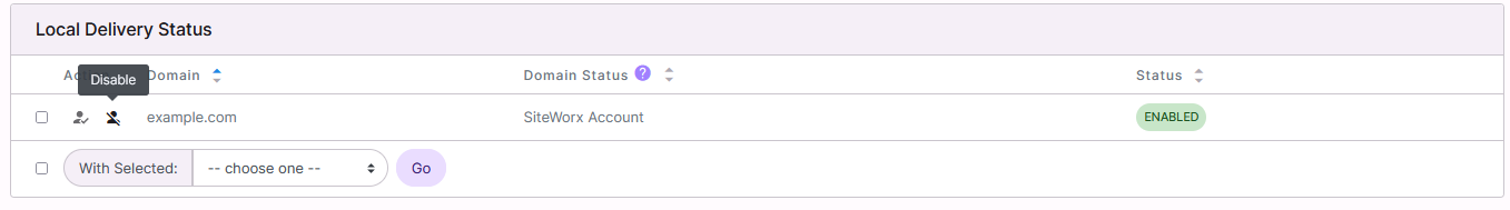 siteworx local delivery disable button