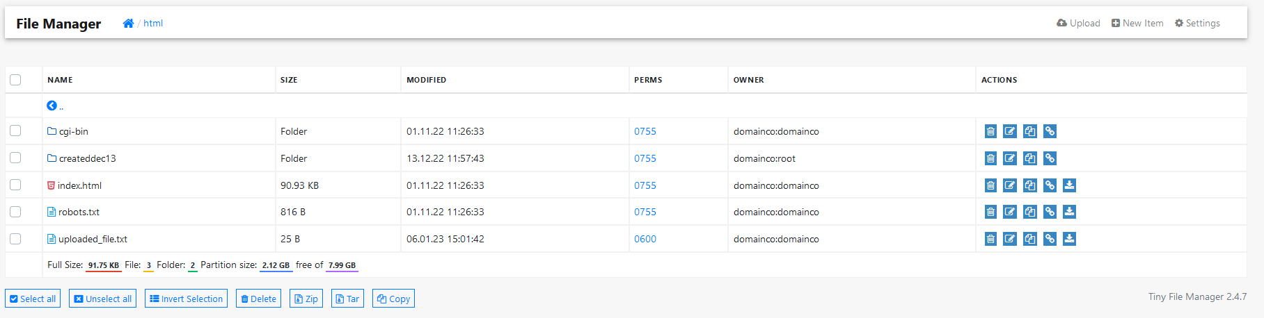 file list with uploaded file included