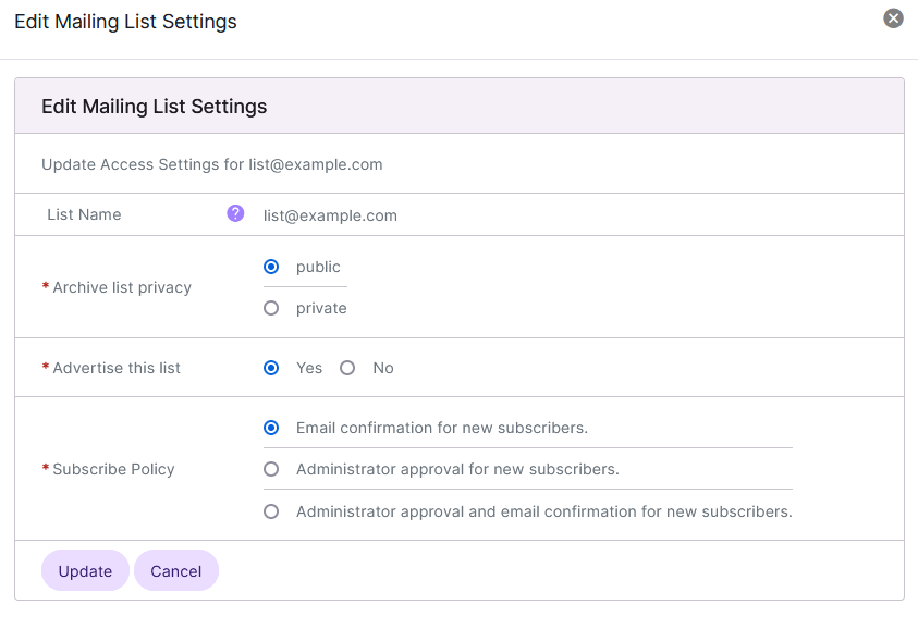 mailman access types