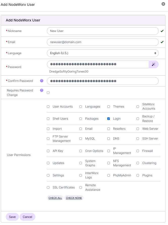 add nodeworx user form