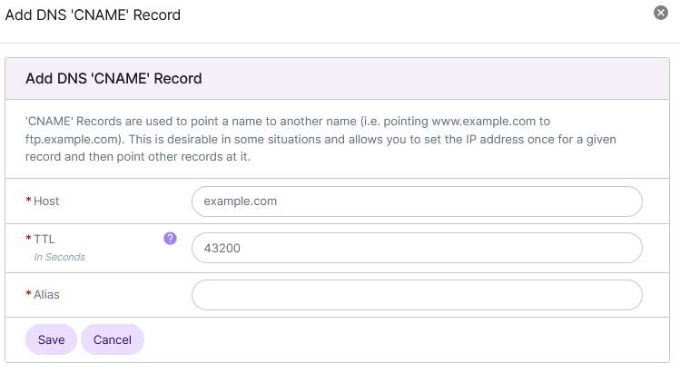 cname record add form