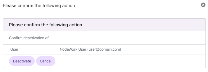 deactivation confirmation form