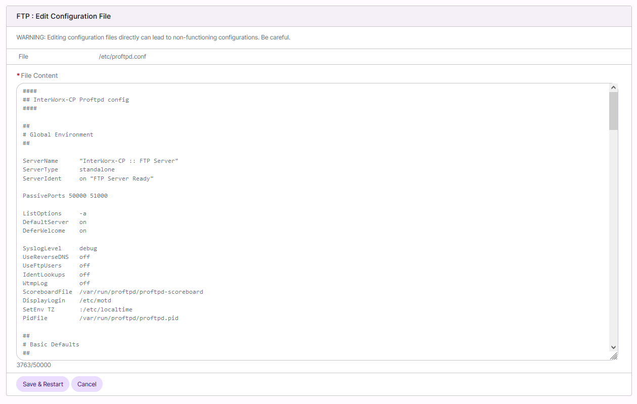 ftp edit config form