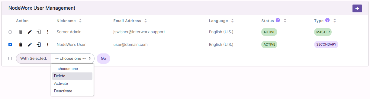 nodeworx account delete dropdown