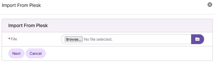 import from plesk form