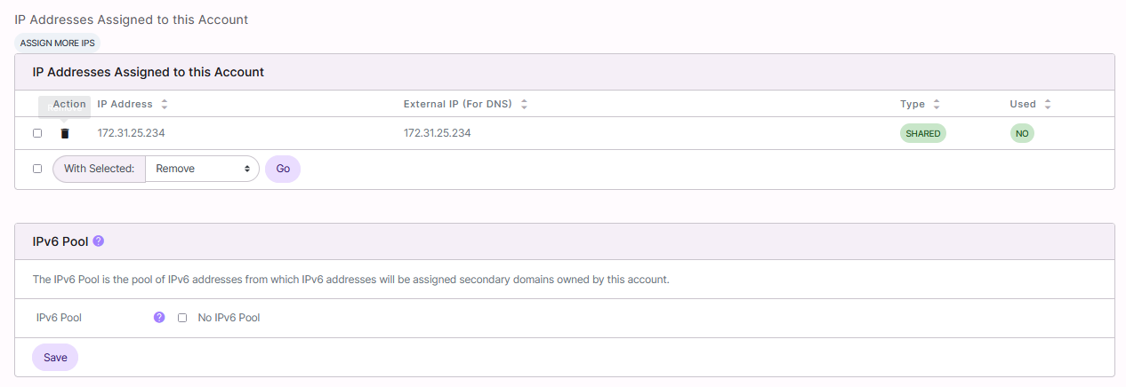 reseller manage ips page