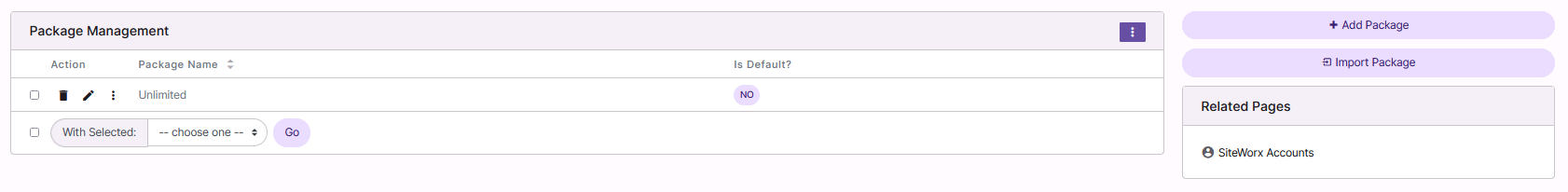 siteworx package list