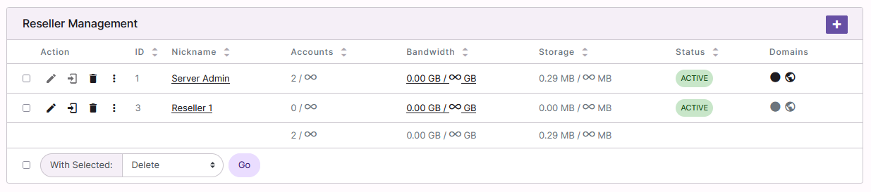 reseller account page