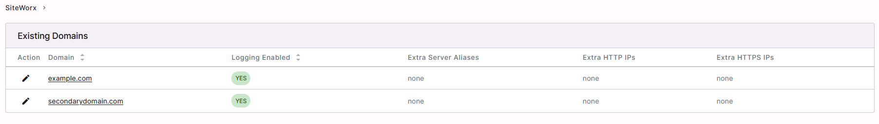 advanced domain options page
