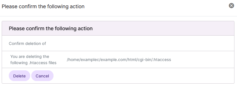 siteworx domain specific htaccess delete form