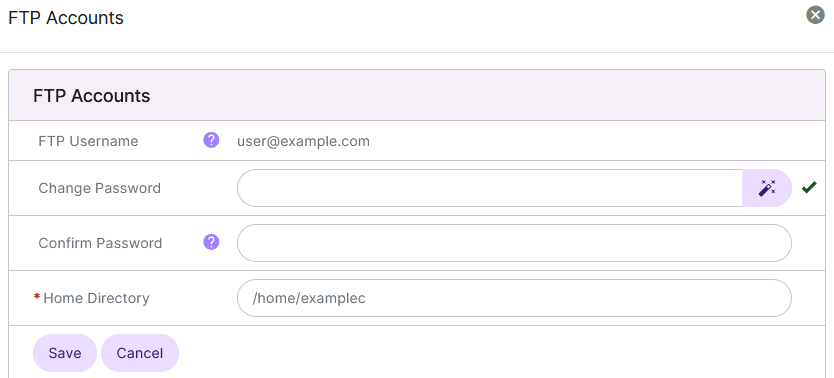 ftp account edit form