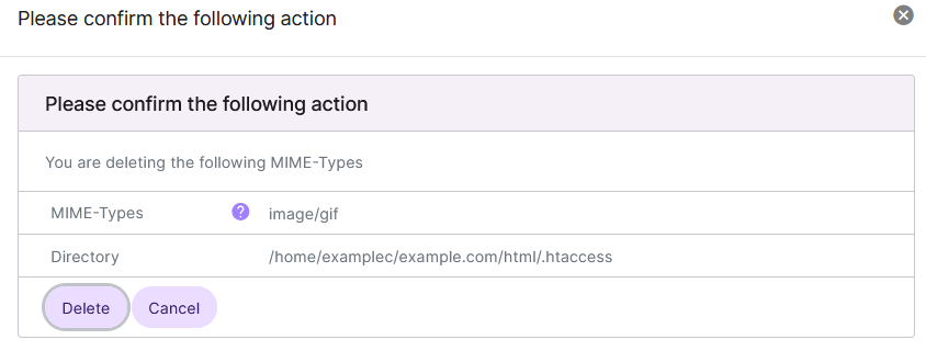 siteworx htaccess delete mime-type form