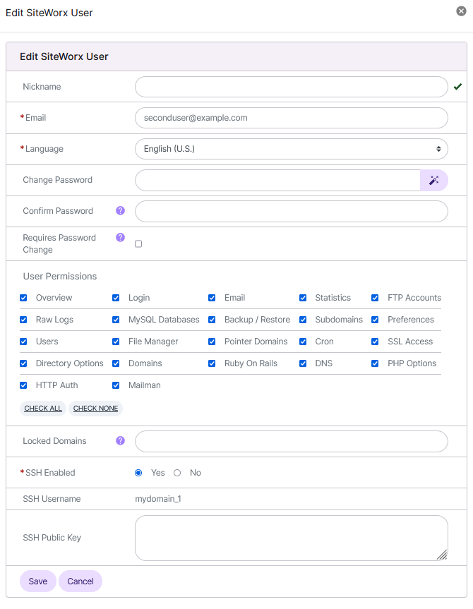 multiple ssh user enable options