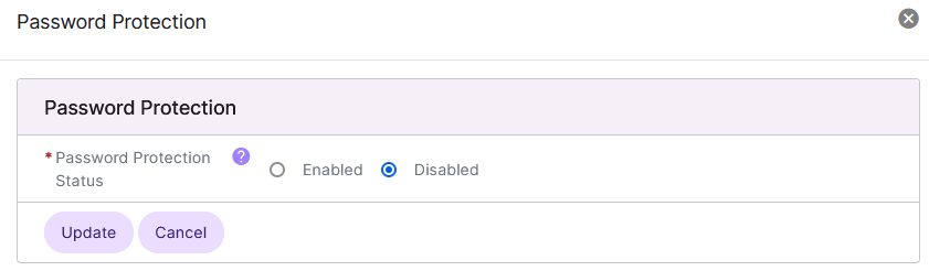 password protect option enabled