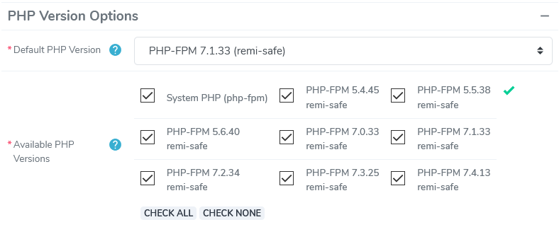 php options