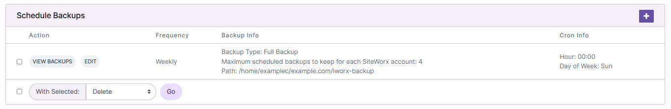 schedule backup page