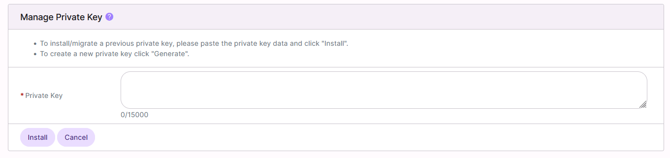 siteworx install private key