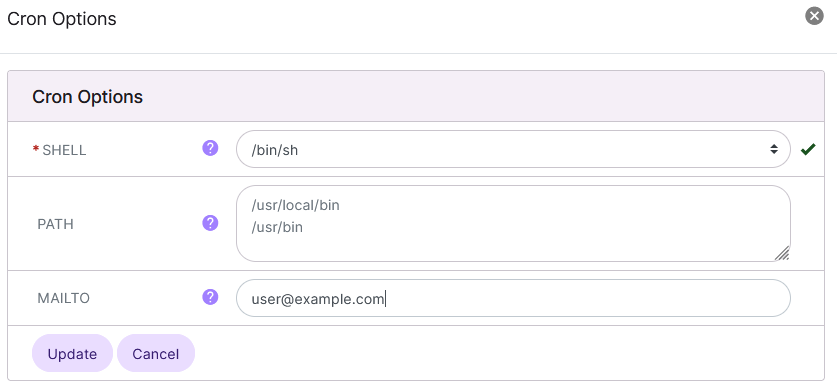 cron options form
