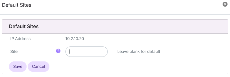 default sites form