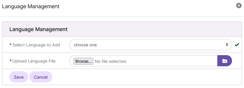 Language Management form
