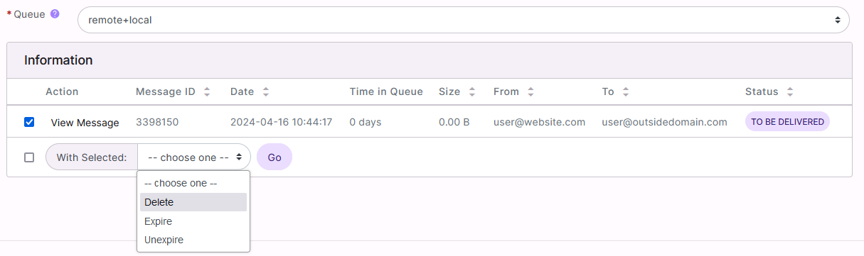 delete dropdown