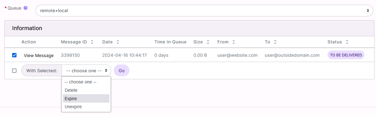 expire dropdown