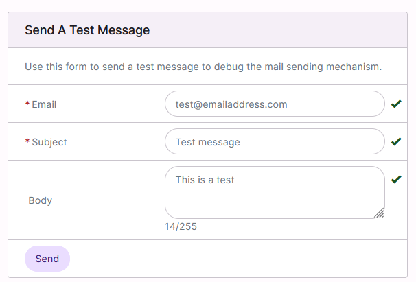 test message form