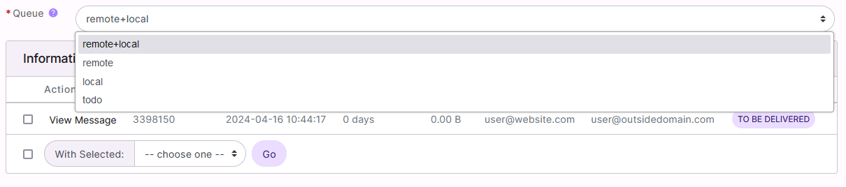 mail queue list