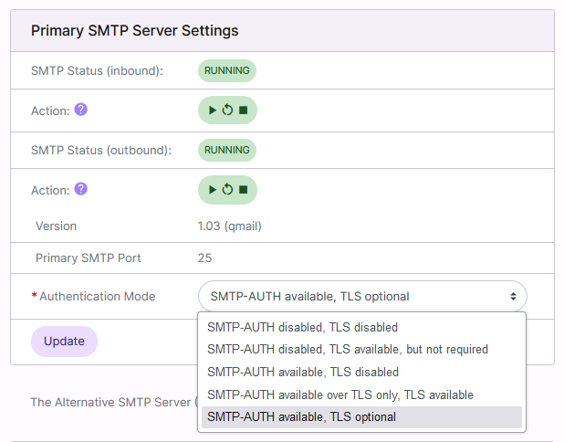 smtp auth mode