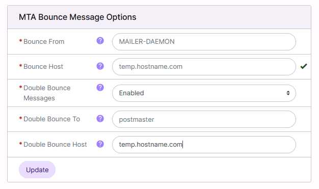 smtp bounce settings