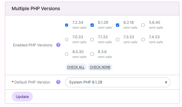 php versions