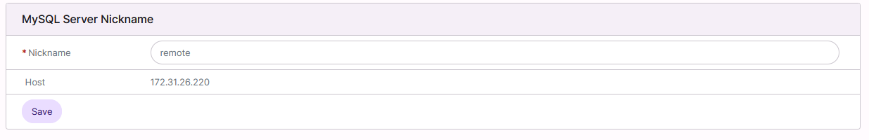 remote mysql nickname edit form