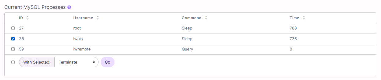 remote mysql server process list