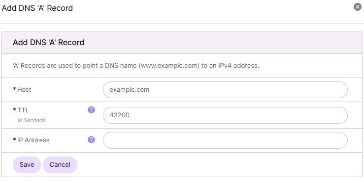 a record add form
