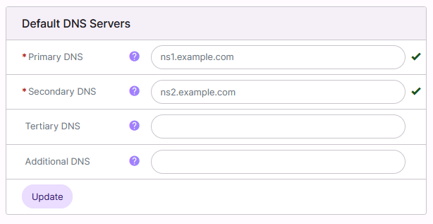 default dns servers