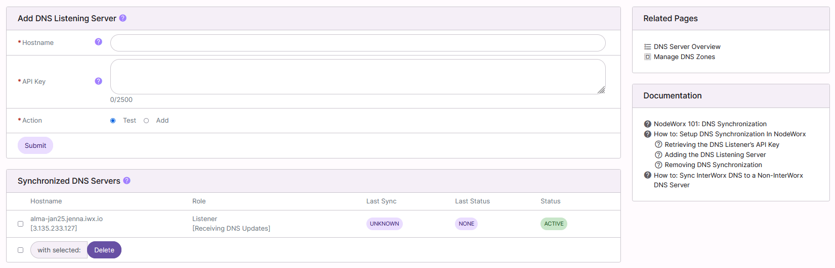 dns sync page