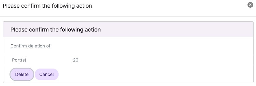 firewall delete port form