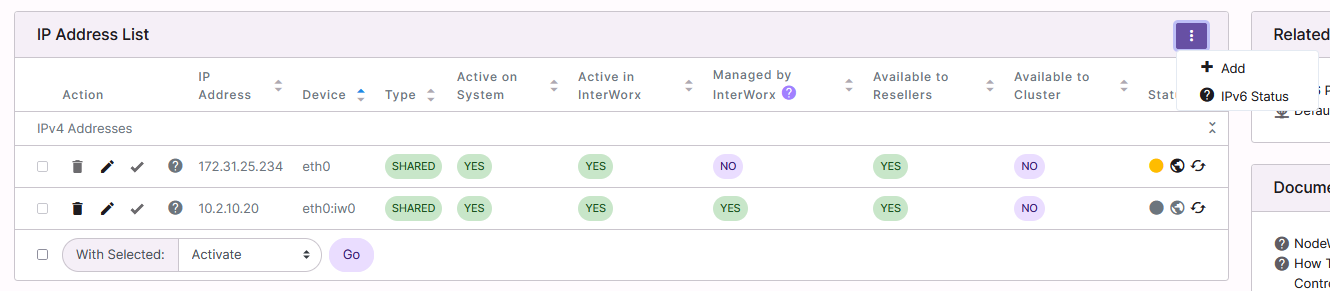 ip options dropdown