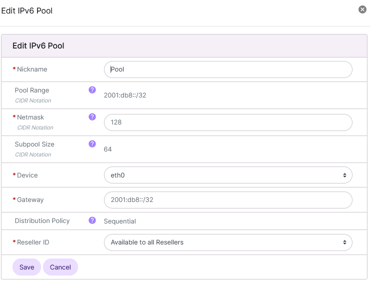 ipv6 pool edit form