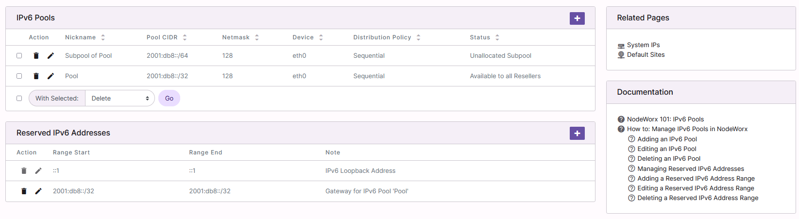 ipv6 pool page