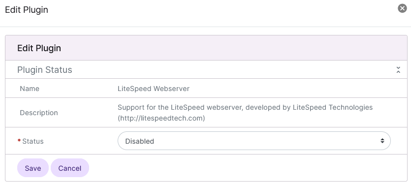 edit plugin form