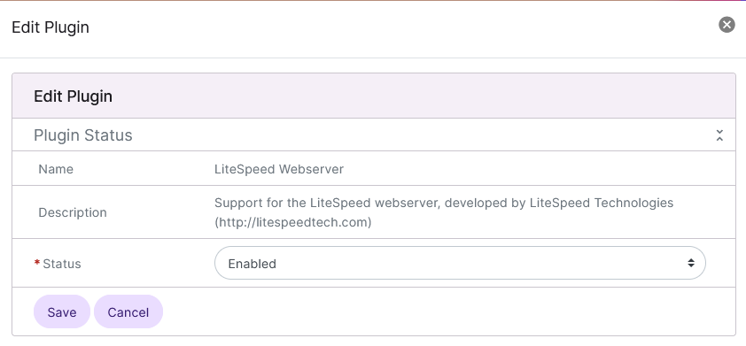 edit plugin form