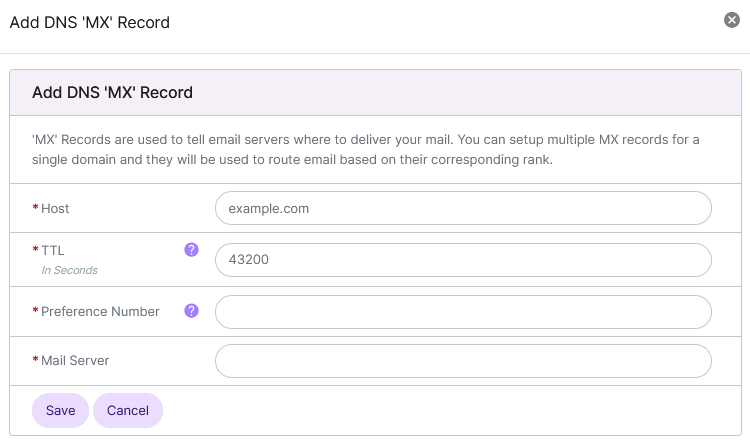 mx record add form