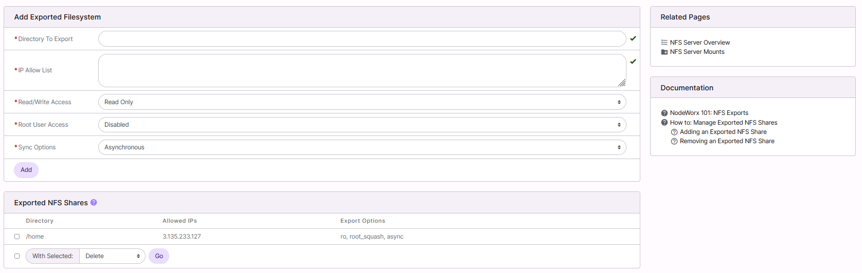 nfs exports page