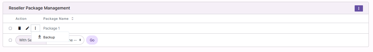 reseller package backup menu