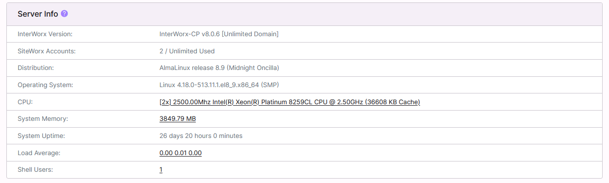 server info