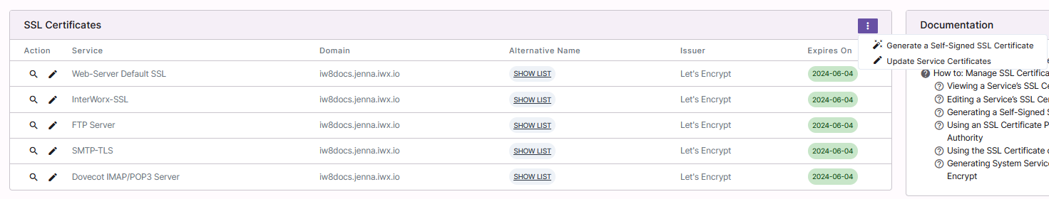 options list