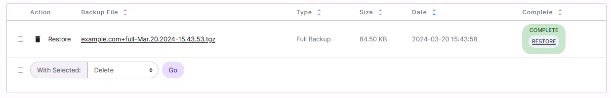 manage backups