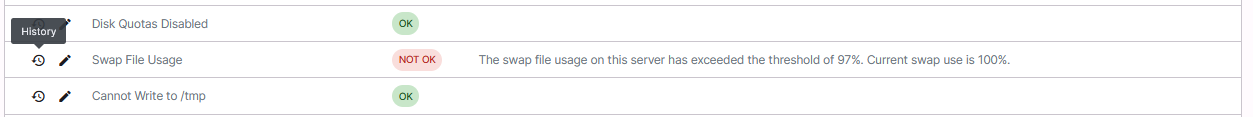 system health history button