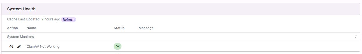 system health refresh button